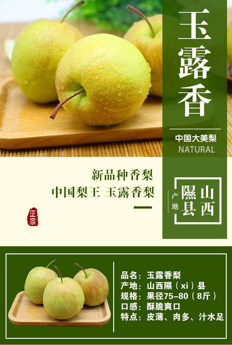 玉露香梨山西隰县玉露香梨新鲜水果梨子香梨9斤礼盒装12个