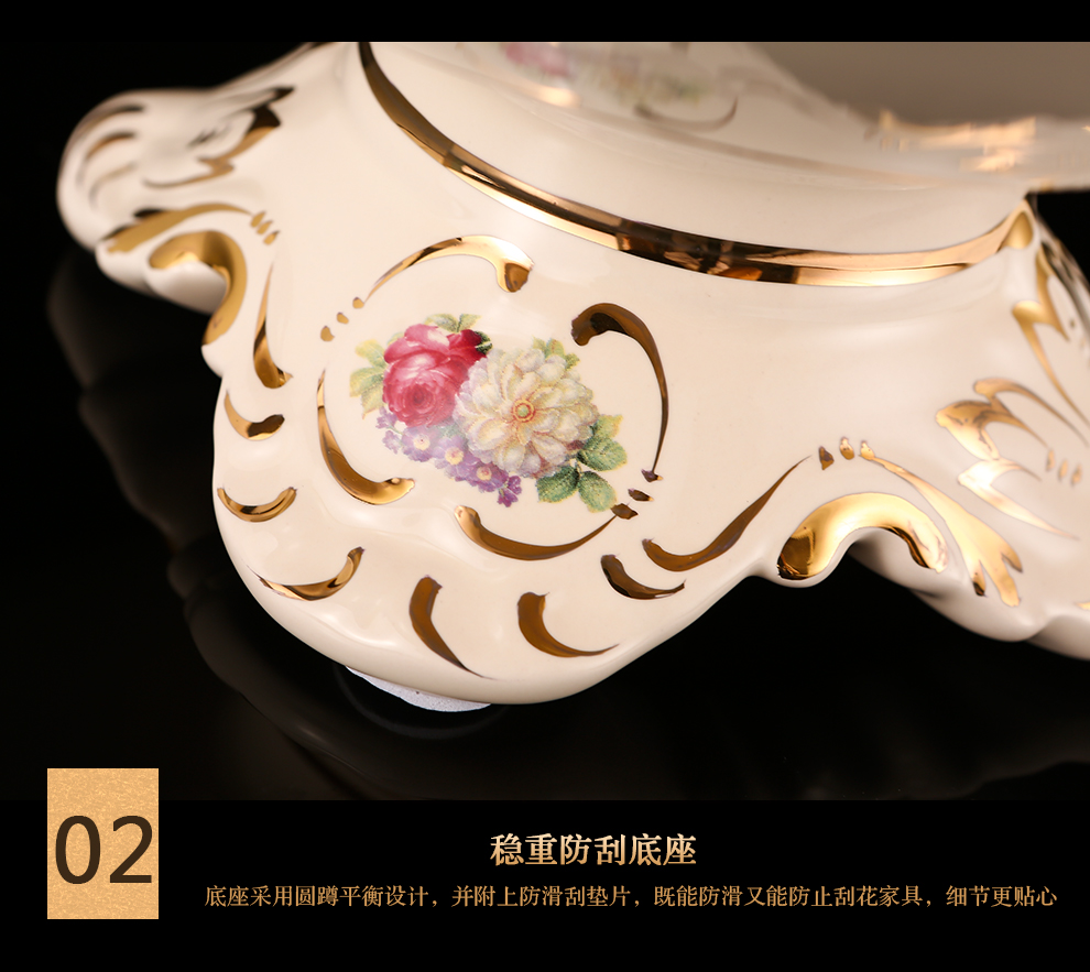 
                                        klasco 欧式水果盘果碗装饰摆件陶瓷家居客厅工艺品摆件电视柜茶几                 
