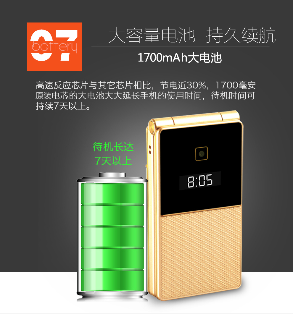 
                                        索爱 Z5 移动/联通 2G 翻盖老人手机 金色                