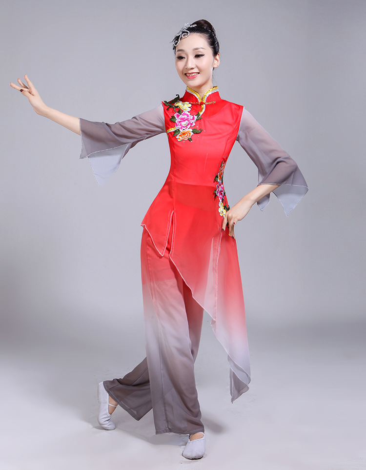 秧歌服演出服2018夏季新款成人女套装广场古典舞蹈服装飘逸中国风