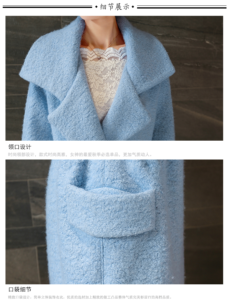 蔓洛(Manluo)2015冬装新款羊毛呢大衣女外套格子中长款韩版宽松大码JM80AN8Z 灰色 M