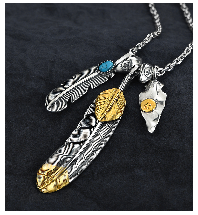 麦嘟嘟goros羽毛项链男日本高桥吾郎银朱一龙同款余文乐克罗芯羽孔雀