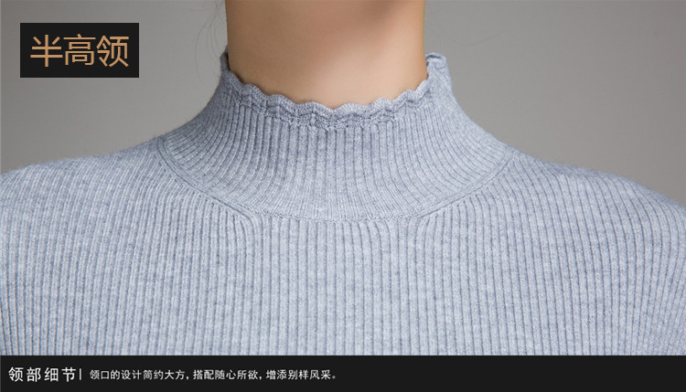 
                                        卿水阁秋冬新款女装半高领针套头织衫女毛衣短款修身打底衫女纯色弹力百搭羊毛衫 圆领红色 XXL                