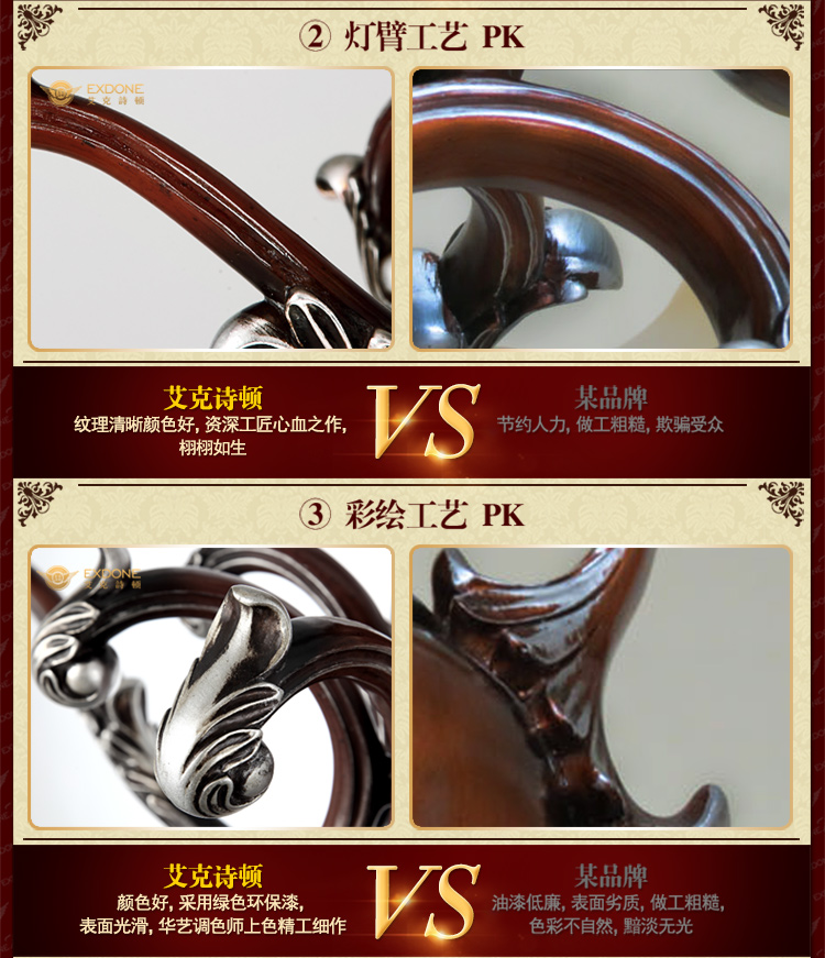 
                                        华艺灯饰 欧式吊灯 客厅餐厅卧室书房田园简约灯具 艾克诗顿 CH0074 吊灯 6头                