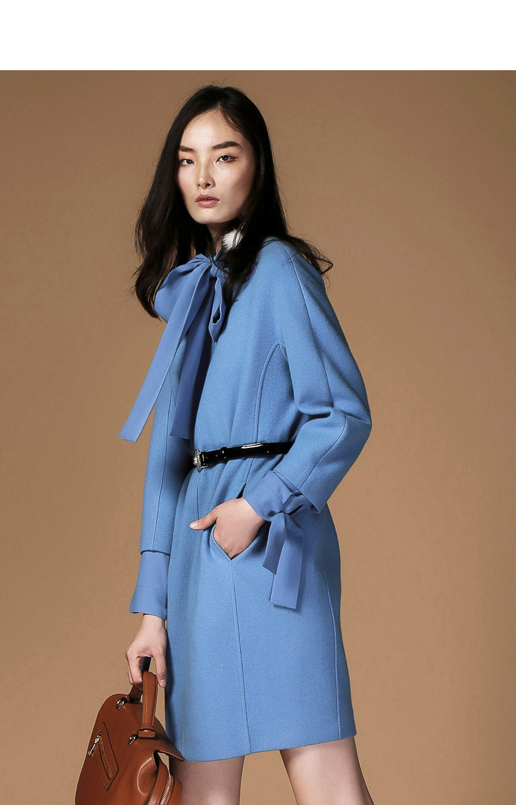 obeg/欧碧倩冬装新款中长款连衣裙简约通勤直身裙1074003 浅肉色 165