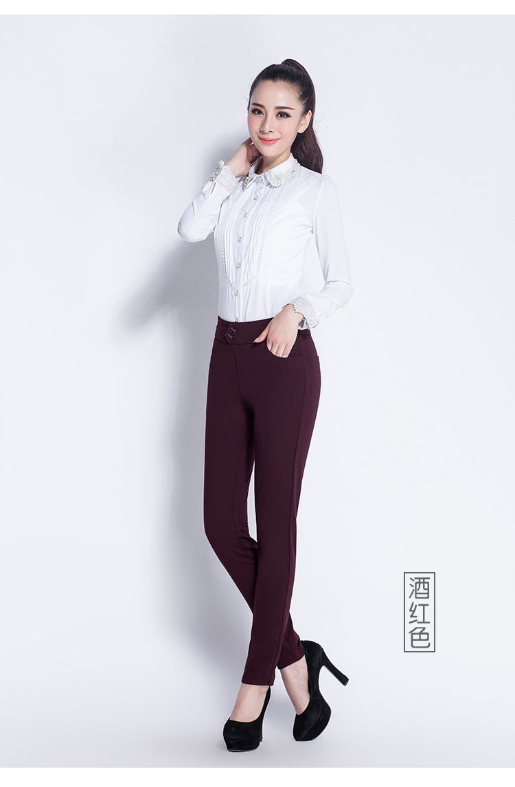璐婷2016秋冬新款女性打底裤 休闲铅笔裤小脚裤长裤修身 黑K5QJ9502 黑色(K5QJ9502) M/27
