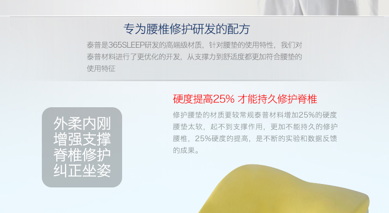 
                                        365SLEEP慢回弹护腰靠垫 椅子车用办公室靠枕 记忆棉腰靠背垫 藏青色升级款 41*37*9.5                
