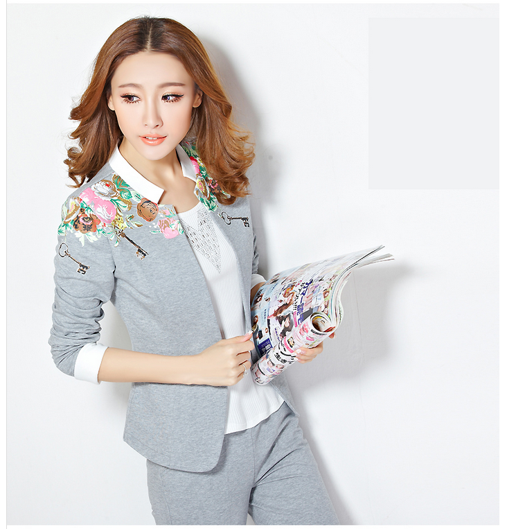 莱西施2015秋季新款卫衣小西服三件套860 粉红色 M