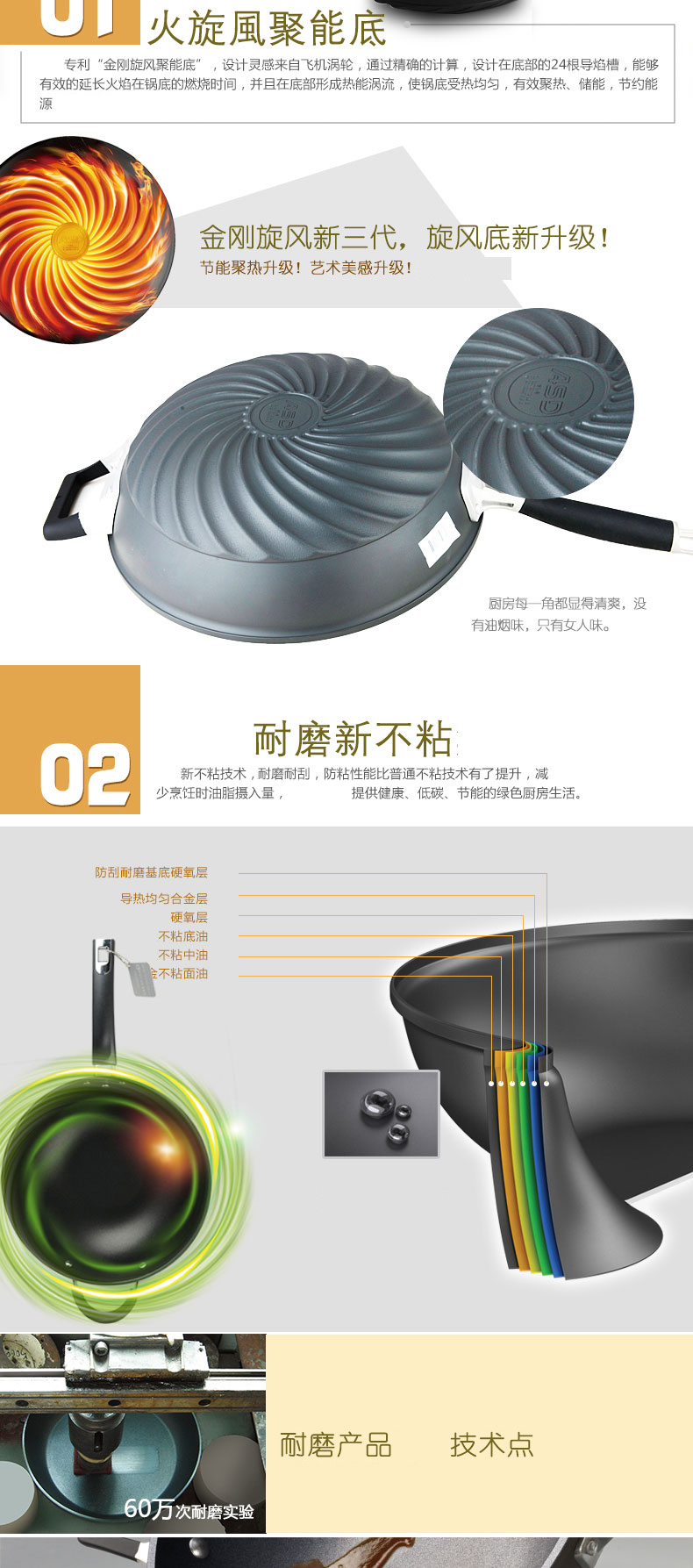 
                                        爱仕达炒锅ASD金刚旋风节能少油烟不粘锅 烹饪锅具ZL2332 32CM                