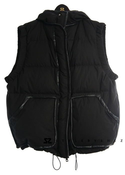 
                                        魔拓秋冬大码中长款连帽羽绒棉袄服马夹马甲背心外套 黑色 XL                