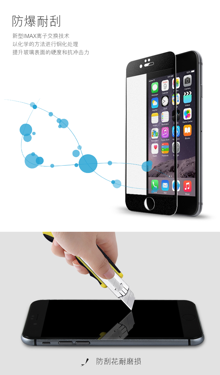 Benks 苹果6s钢化玻璃高清手机贴膜 适用于苹果6s/iPhone6s/6s Plus (0.3mm)钢化背膜-泡芙小姐【5.5英寸】
