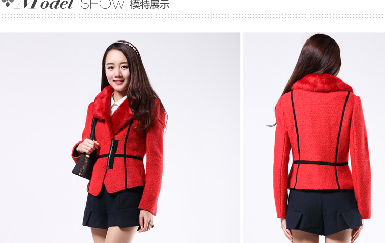 duoyi朵以2014冬装专柜款复古优雅粗花羊毛呢面料短外套29DD41238 咖啡色 M