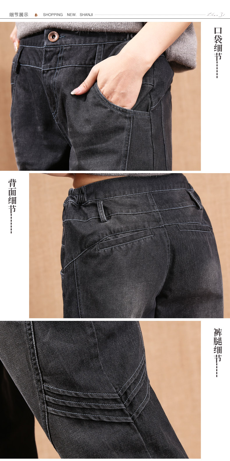 阿诗妮2016夏装新款弹力大码破洞哈伦小脚牛仔裤女998 蓝色998 28码L