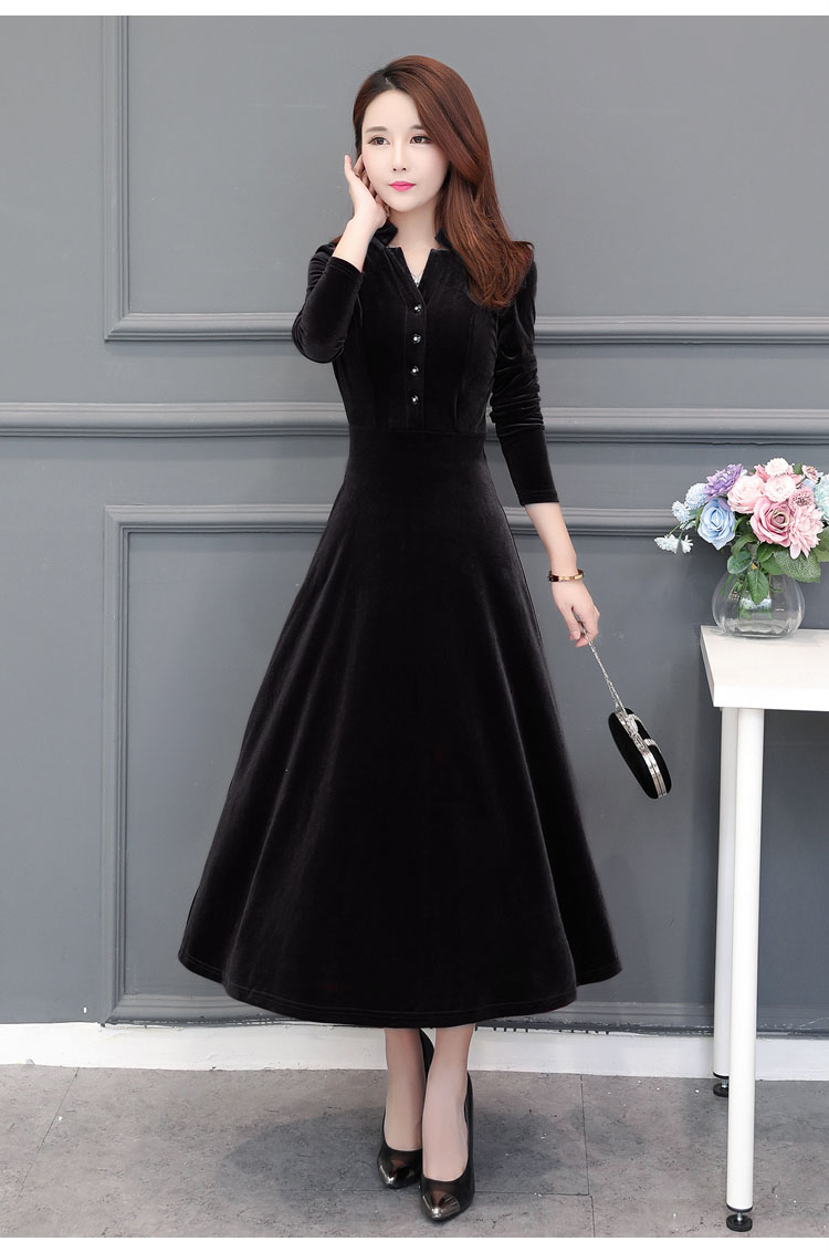 mrhippies原创女装长裙2019新款秋装大码女修身显瘦中长款韩版过膝