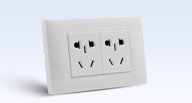 西蒙118型开关插座面板52系列香槟金六孔墙壁电源插座【钢底板6孔插座