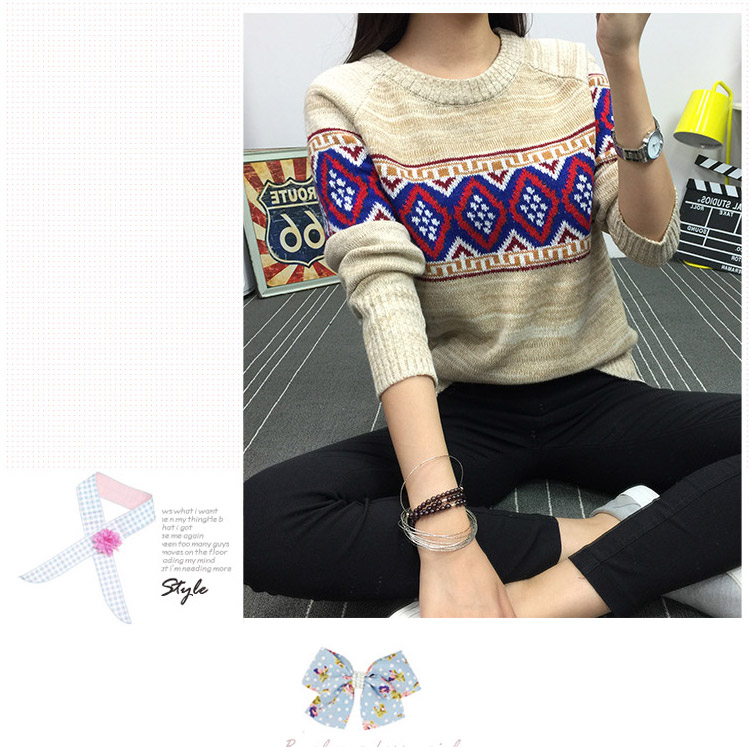 安陌ANMO 2015新款套头毛衣针织衫秋冬女装上衣冬季厚外套秋装学生6191 6250白色 均码