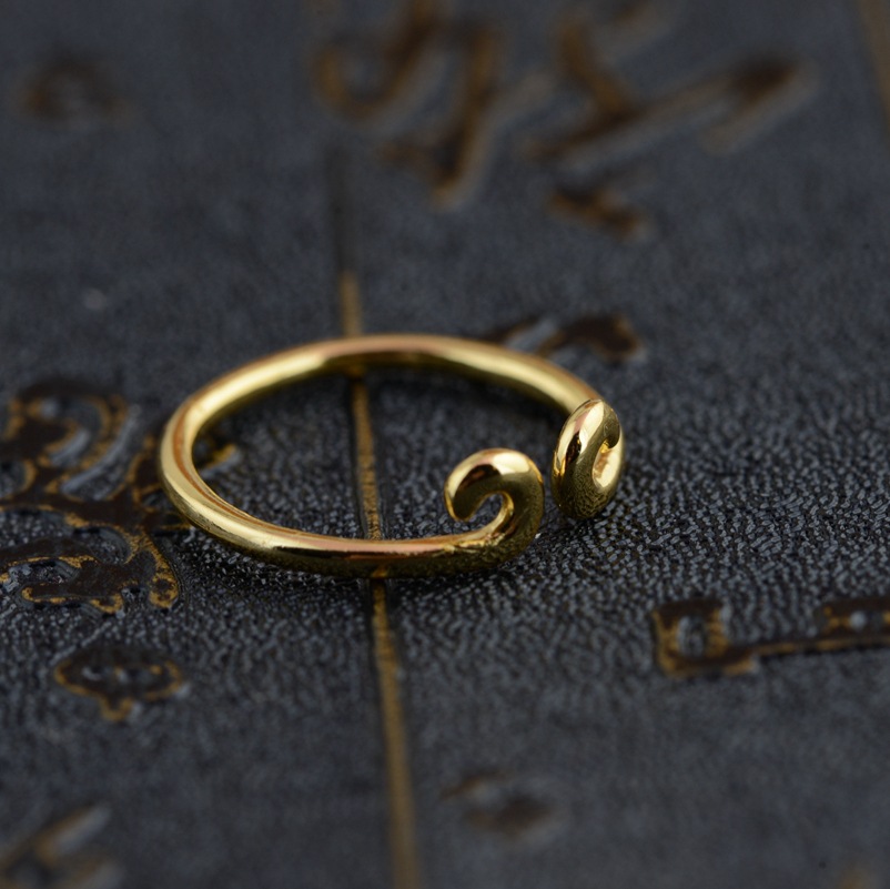 九壹银庄情侣对戒925银戒指悟空大圣金色潮流男女款开口紧箍咒情人节