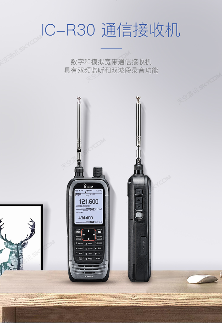icom艾可慕icr30手台超宽频对讲机双频双波段内置gps通信接收