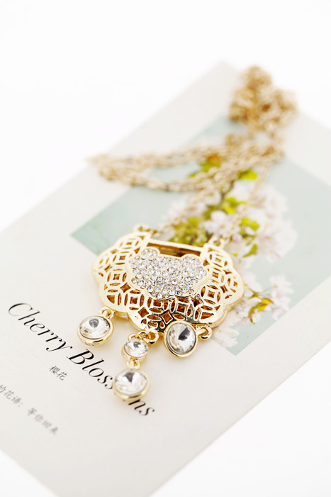 超美幸运锁儿百搭项链毛衣链女长款时尚韩式韩版配饰饰品 锁儿4-17.