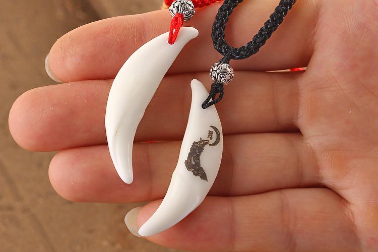 真黑狗牙吊坠男士摸金符狼牙造型藏獒牙项链刻字挂件情侣招财饰品 4.