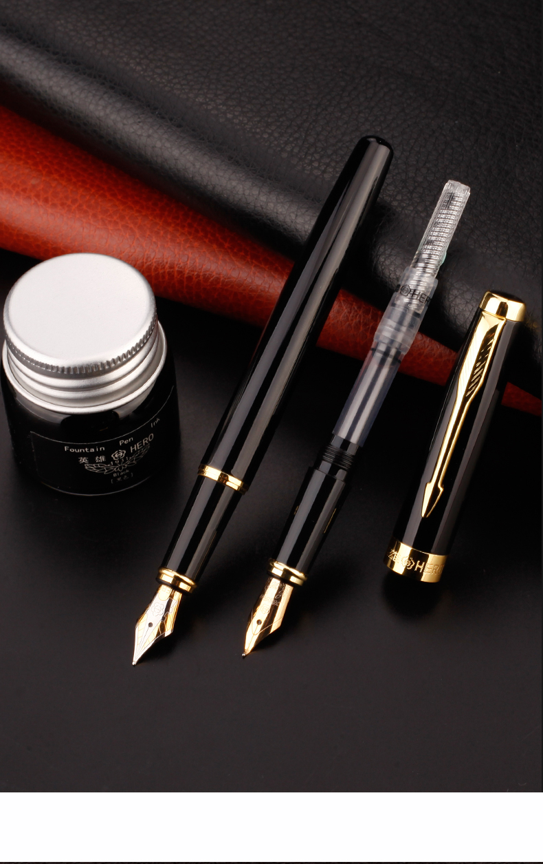 hero英雄钢笔1502双笔头笔墨组合礼盒套装成人商务办公书写钢笔学生用