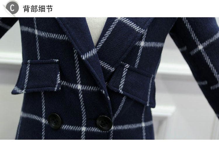 魅焰2016秋冬毛呢外套女中长款格子毛呢大衣 清货价 桔色 XL