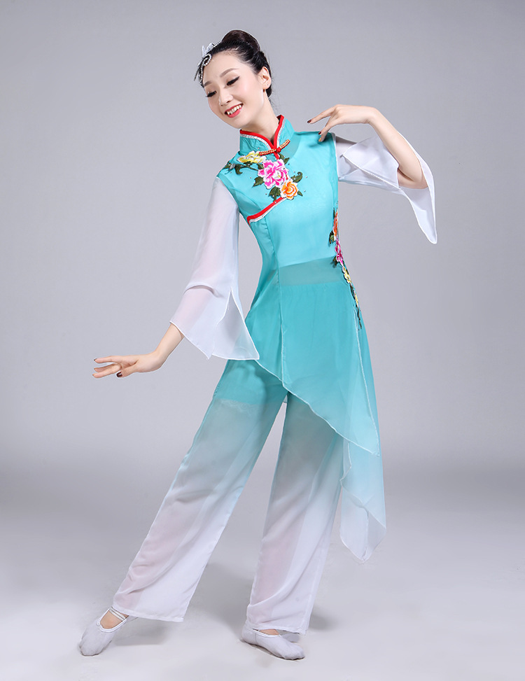秧歌服演出服2018夏季新款成人女套装广场古典舞蹈服装飘逸中国风