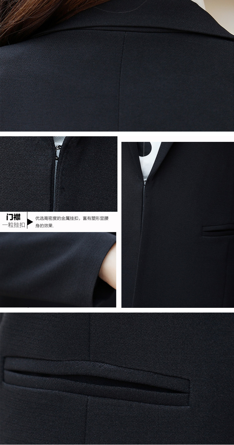 
                                        依澜枫采中长款小西装外套大码女装休闲西服 黑色 2XL                