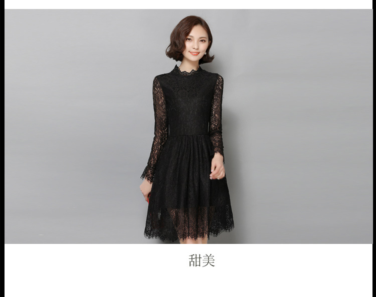 
                                        曼吉拉 2017秋季新款韩版蕾丝A字圆领性感连衣裙夜店修身显瘦时尚打底裙女送项链Y2104 粉色 L*                