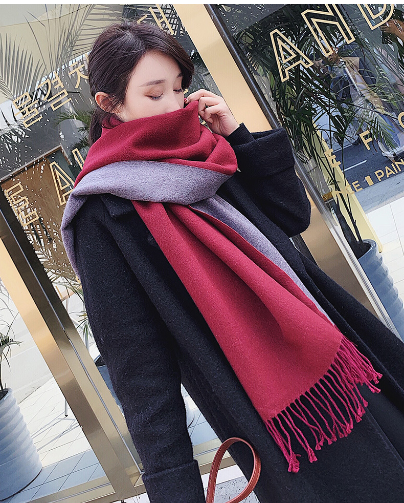 天丝巾画围巾女冬季新品披肩两用学生款围脖女潮保暖秋冬双面色女士