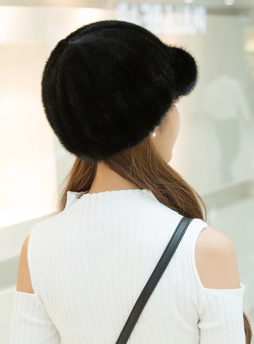 snight秋冬帽子女皮草帽貂毛骑士女帽 十字貂 可调节