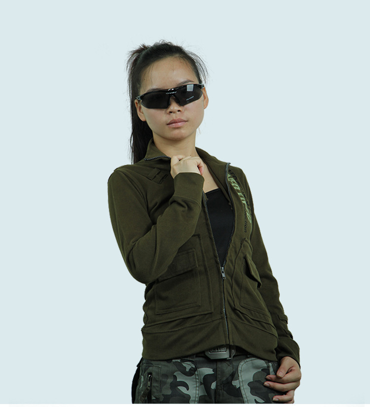 2016新款野外生存女款外套户外休闲长袖春秋款外套 军绿 l