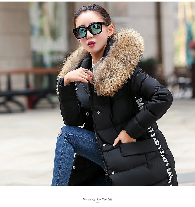 2015新款羽绒服女中长款加厚韩版修身白鸭绒毛领羽绒衣冬装外套女