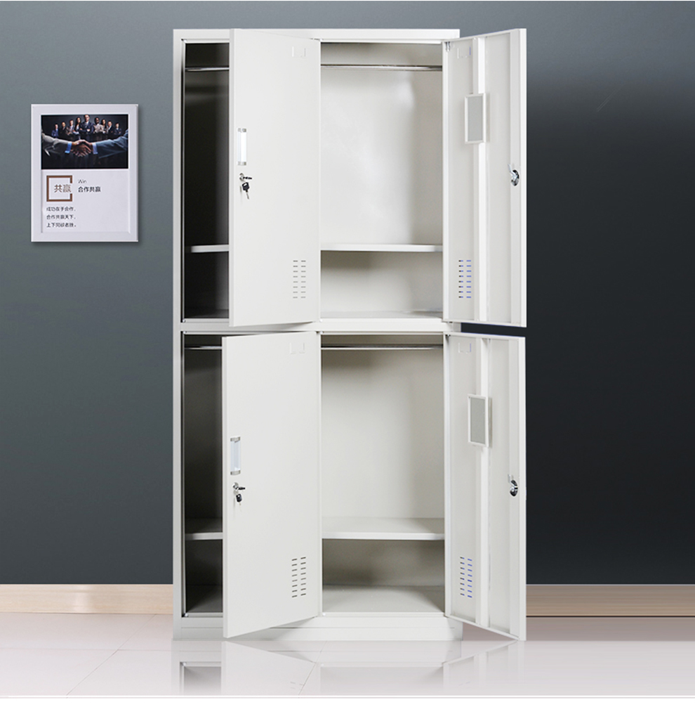 京东包邮埃克林aikelin四门员工更衣柜铁皮储物柜带锁物品收纳柜07mm