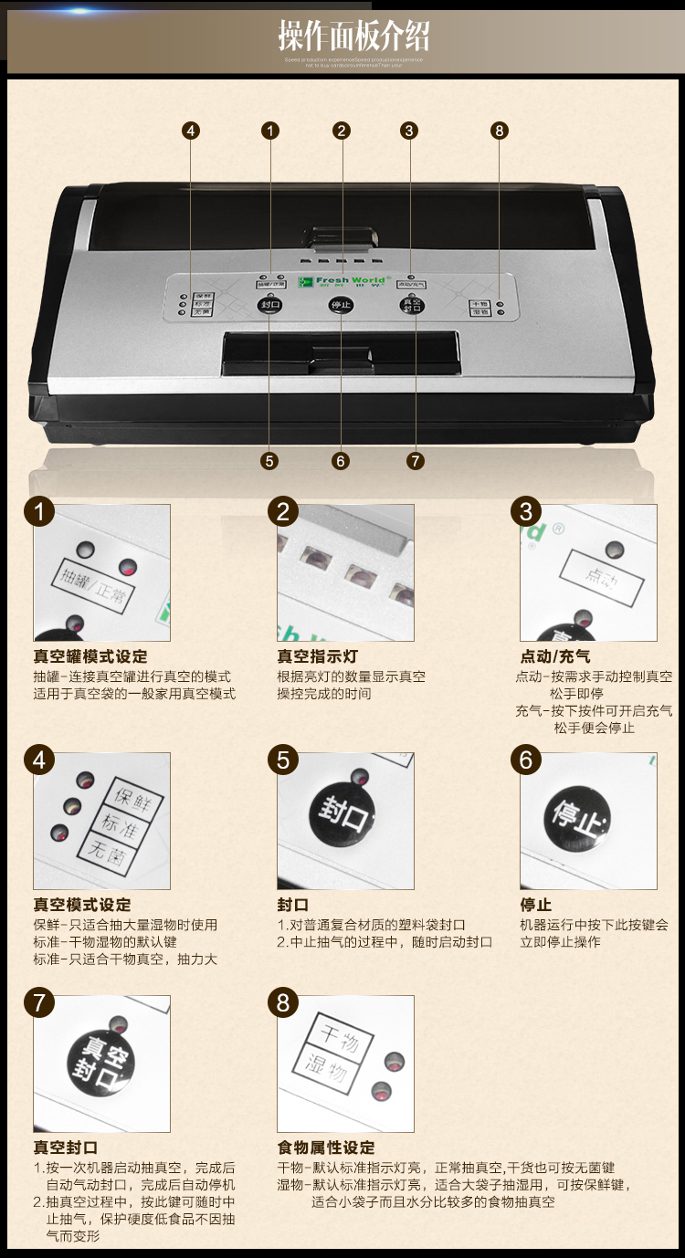 
                                        新鲜世界真空包装机 家用微商用真空封口机  食品抽真空保鲜机 多款选择 青春版-绿色                