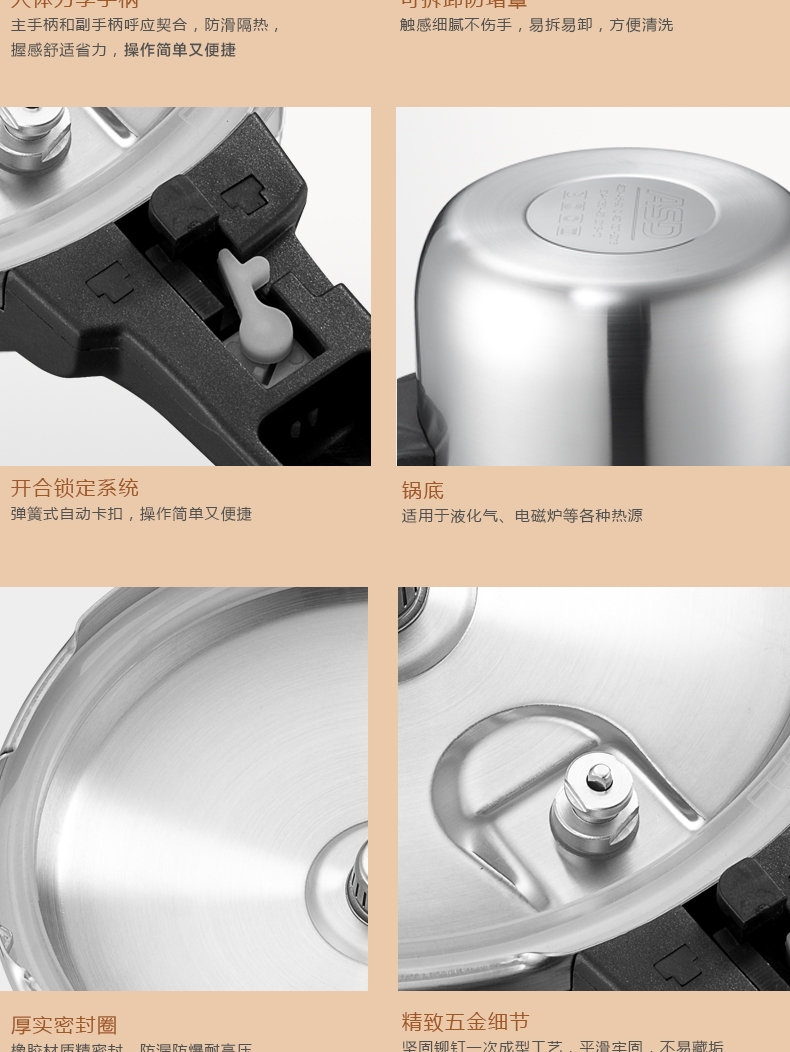 爱仕达厨房烹饪锅具 ASD 三层复合不锈钢电磁炉通用压力锅 20厘米 LH1820
