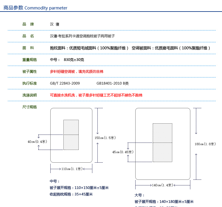 汉寝家纺卡通抱枕汽车靠垫两用空调被子多功能沙发抱枕被办公午睡枕头 红色考拉 中号(展开110*150厘米)