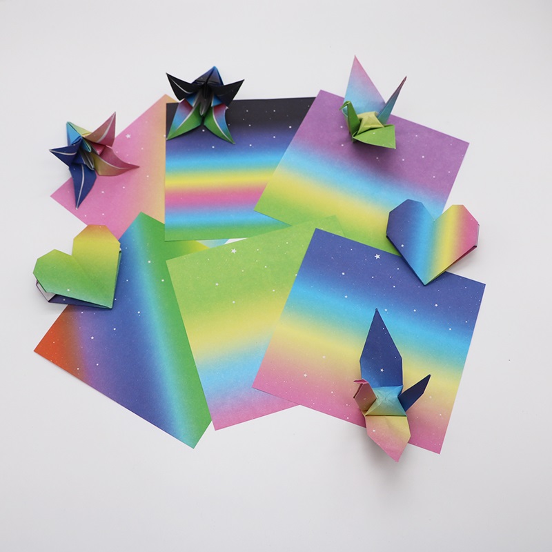 刻沫 星空折纸 千纸鹤折纸 儿童正方形手工彩色印花图案纸 5宇宙48张