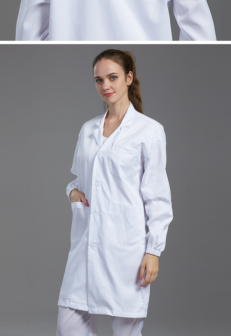 翰洋洁净 白大褂工作服 实验服长袖 加厚男女中长款防尘大褂 厚款白