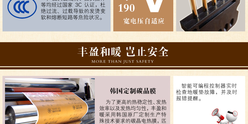 
                                        丰盈和暖碳晶电热坐垫 韩国远红外加热座垫 办公椅垫速热取暖垫 可调温节能加热垫45*45 棕色                