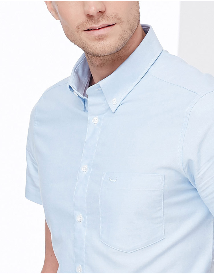 富绅virtue 精梳牛津纺纯棉免烫男短袖衬衫 ycf40221006 灰色 39