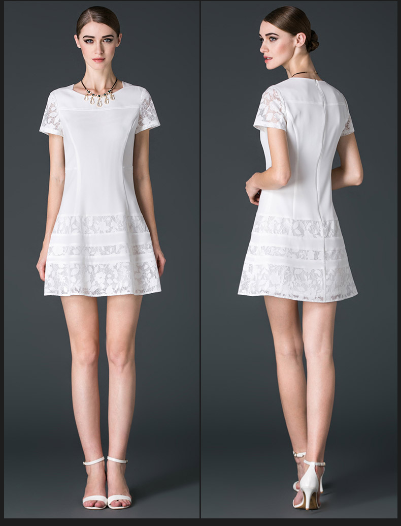 dear/德菲蒂奥2017夏新品a版修身白色连衣裙女装dlx8d319i158 白色 m