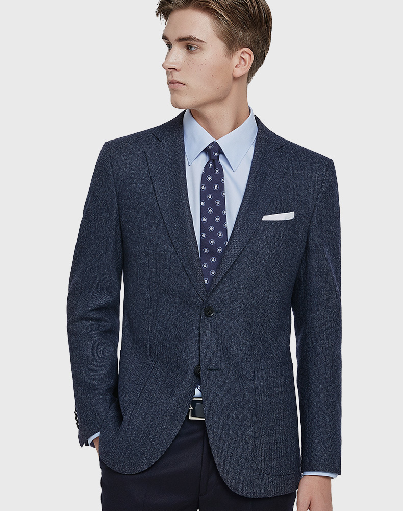 柏品lite100支纯羊毛商务修身西装单西男士简约纯色西服 黑灰色 50