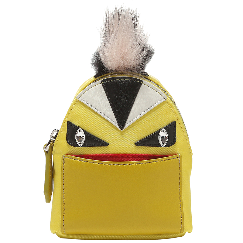 fendi 芬迪 女士黄色尼龙小怪兽书包钥匙扣 7ar457 5pp f078t