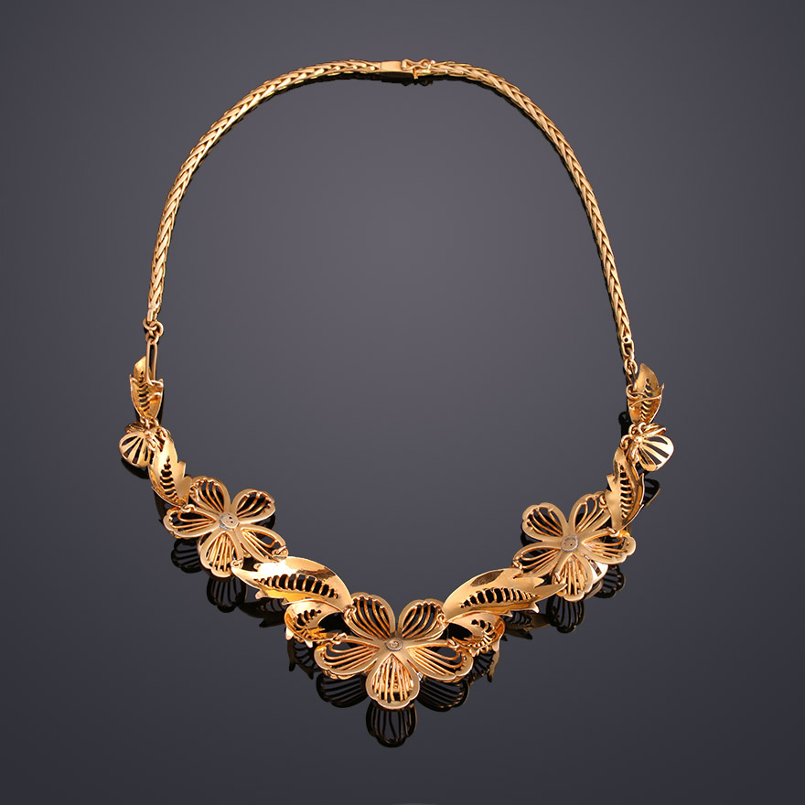 品牌: 熙琳古董珠宝 品种: 钻石黄金项链 材质: 18k黄金/钻石2.