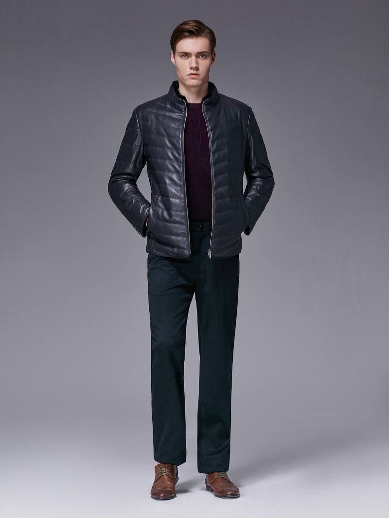 劲霸男装kboxing男士皮衣2018新款冬季羽绒皮衣外套时尚保暖皮装hpll