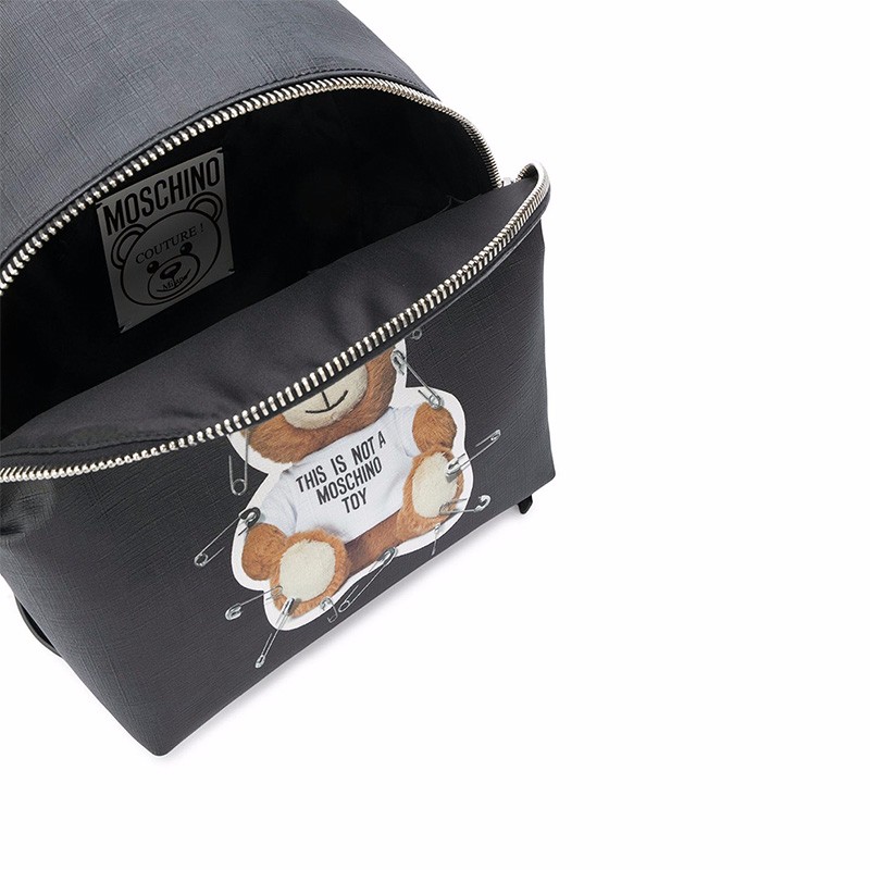 moschino 莫斯奇诺女包新款泰迪熊别针图案小熊背包双肩包 a7633 8210