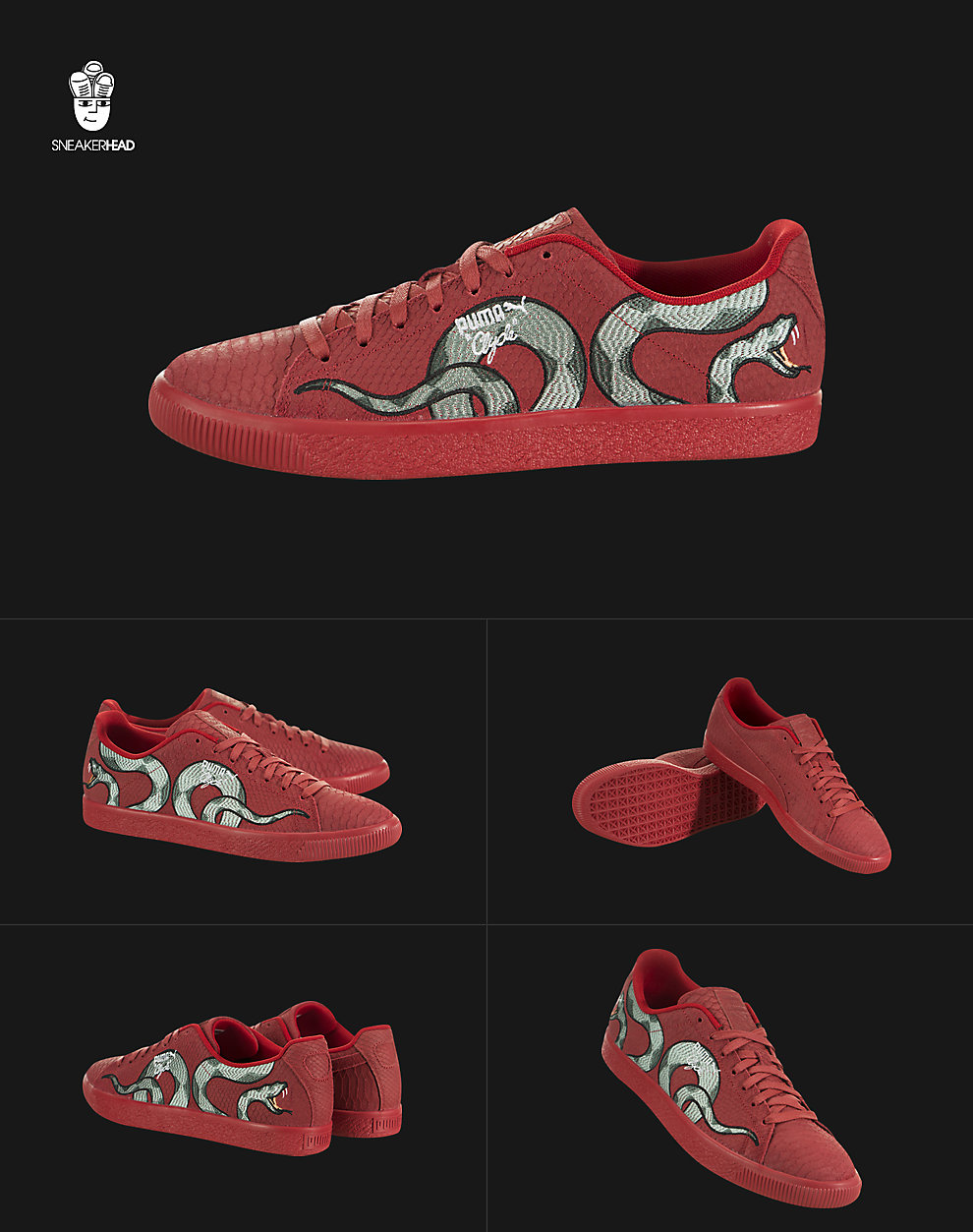 puma clyde snake embroidery