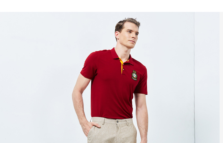 服饰内衣 男装 polo衫 亚狮龙丝光棉短袖印章男士polo衫 tx20047 黑色