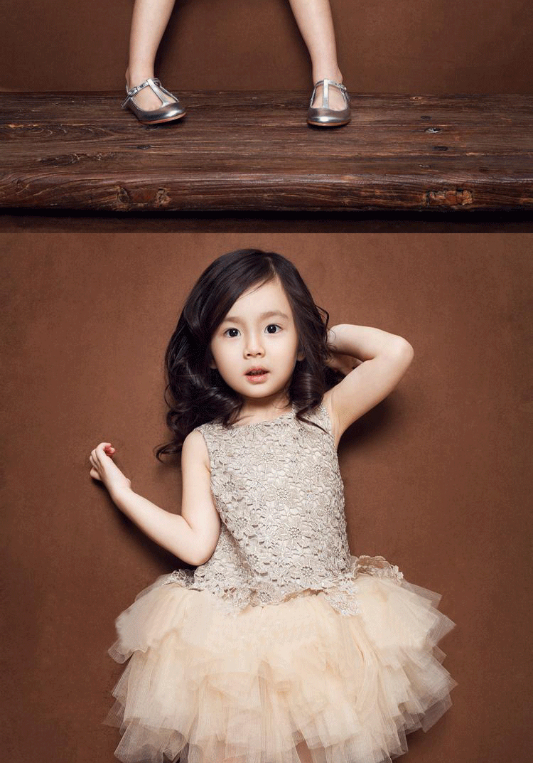 裙子2016韩版女童夏装新款蕾丝网纱连衣裙 3岁 90cm中小童可爱公主裙